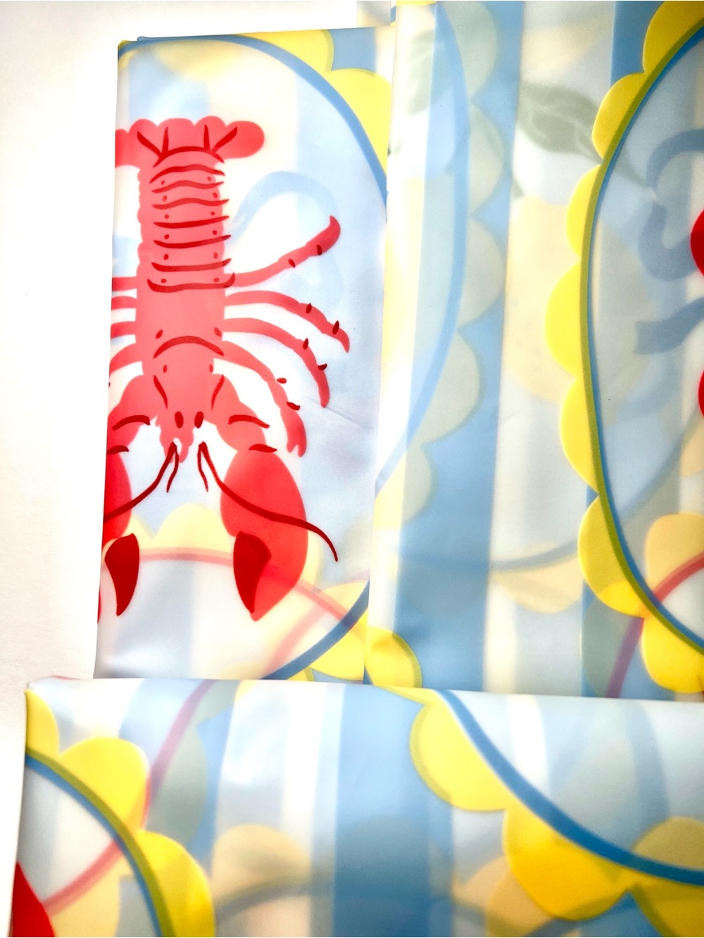 Lobster Lemons Tomatoes Peva Shower Curtain Coastal Summer Seafood Italian - Picture 2 of 6